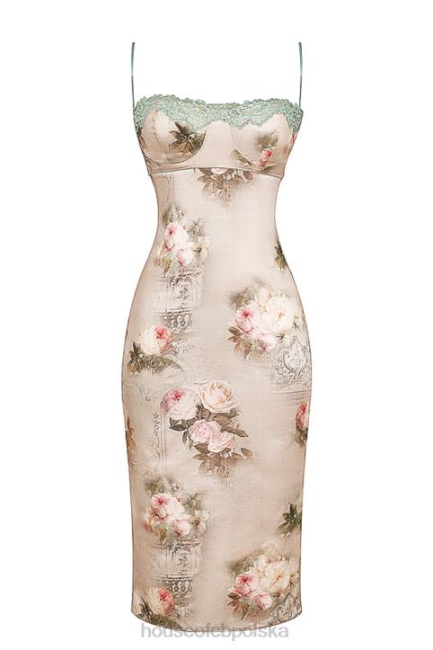 House of CB Venus vintage sukienka midi w kwiaty w kolorze pastelowym