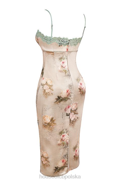 House of CB Venus vintage sukienka midi w kwiaty w kolorze pastelowym