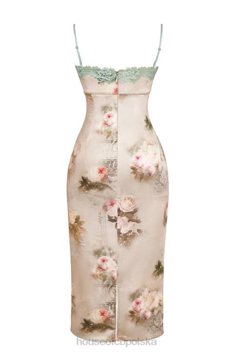 House of CB Venus vintage sukienka midi w kwiaty w kolorze pastelowym