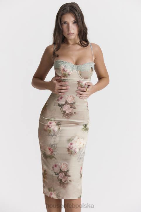 House of CB Venus vintage sukienka midi w kwiaty w kolorze pastelowym