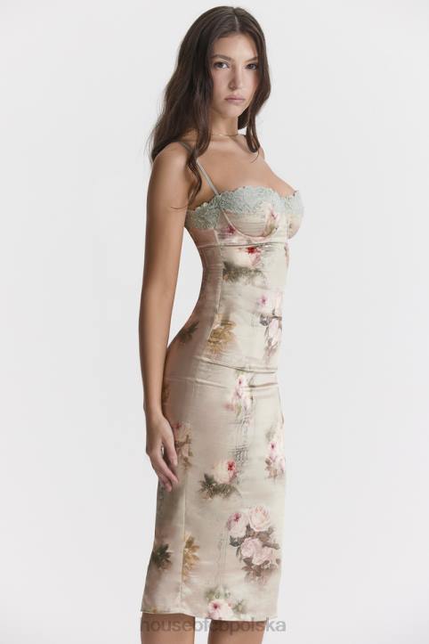 House of CB Venus vintage sukienka midi w kwiaty w kolorze pastelowym