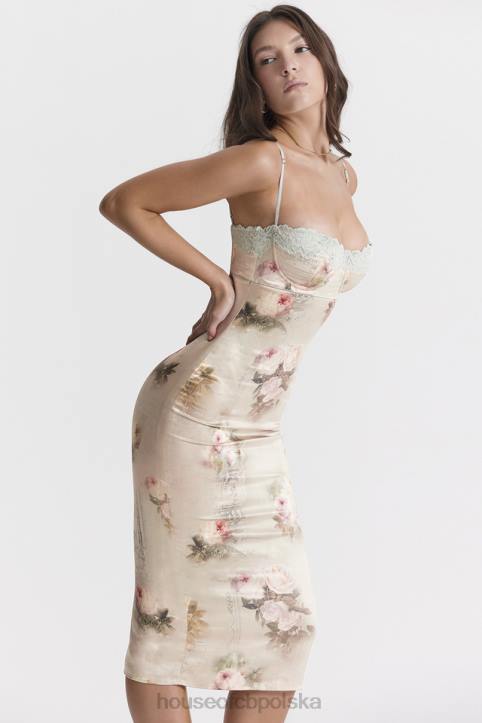 House of CB Venus vintage sukienka midi w kwiaty w kolorze pastelowym