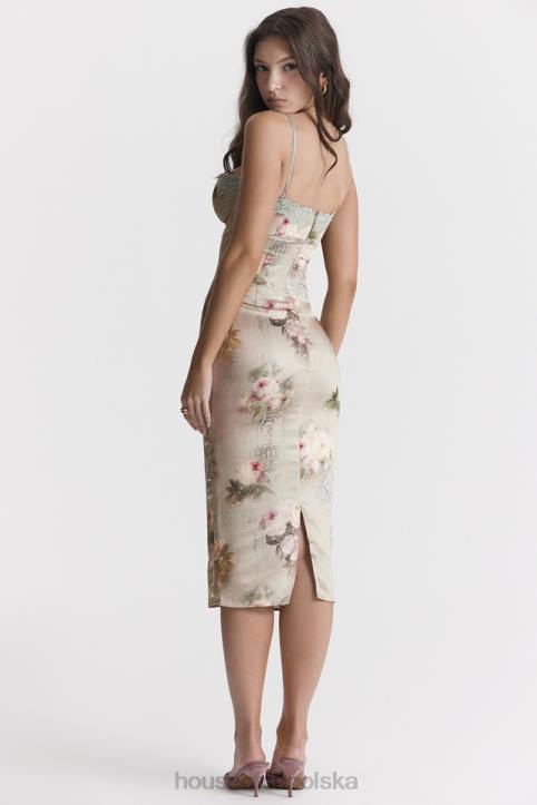 House of CB Venus vintage sukienka midi w kwiaty w kolorze pastelowym