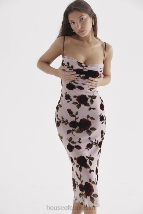 House of CB sukienka midi lazurowy róż w stylu eleganckim