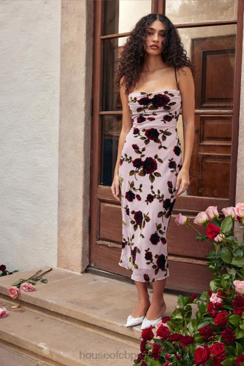 House of CB sukienka midi lazurowy róż w stylu eleganckim