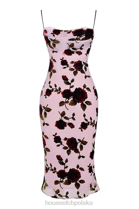 House of CB sukienka midi lazurowy róż w stylu eleganckim