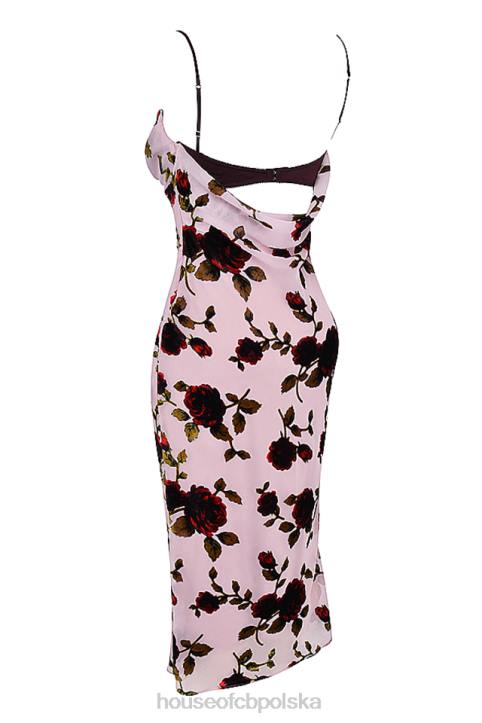 House of CB sukienka midi lazurowy róż w stylu eleganckim