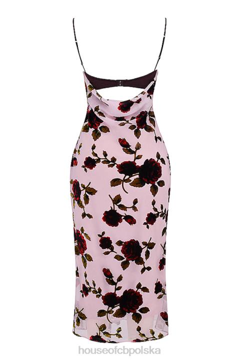 House of CB sukienka midi lazurowy róż w stylu eleganckim