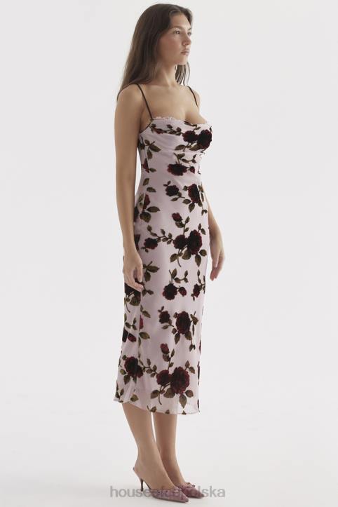 House of CB sukienka midi lazurowy róż w stylu eleganckim