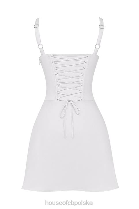 House of CB Biała Mini Sukienka Gorsetowa Carlotta Idealna na Wyjście