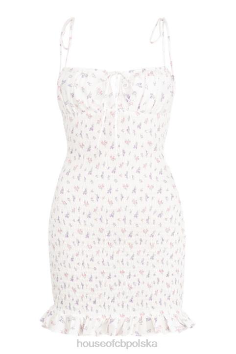 House of CB Biała Kwiatowa Mini Sukienka Allie модny styl