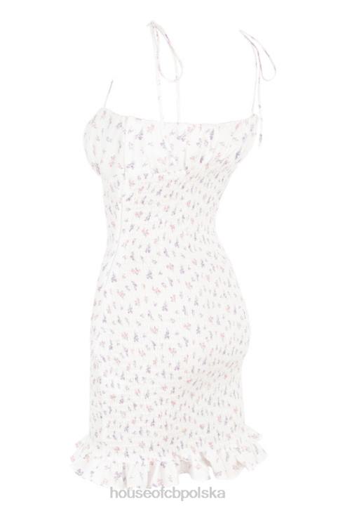 House of CB Biała Kwiatowa Mini Sukienka Allie модny styl