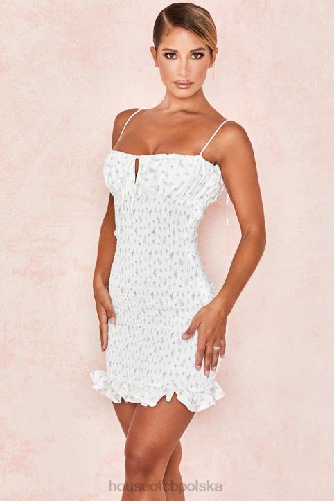 House of CB Biała Kwiatowa Mini Sukienka Allie модny styl