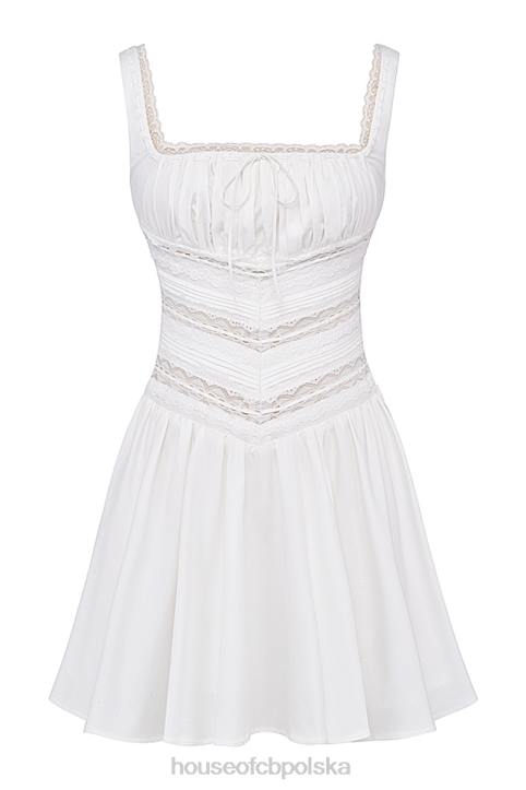 House of CB Biała Mini Sukienka Tiffani z Koronką Modna i Elegancka