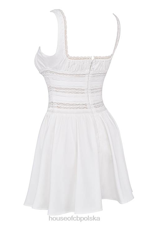 House of CB Biała Mini Sukienka Tiffani z Koronką Modna i Elegancka