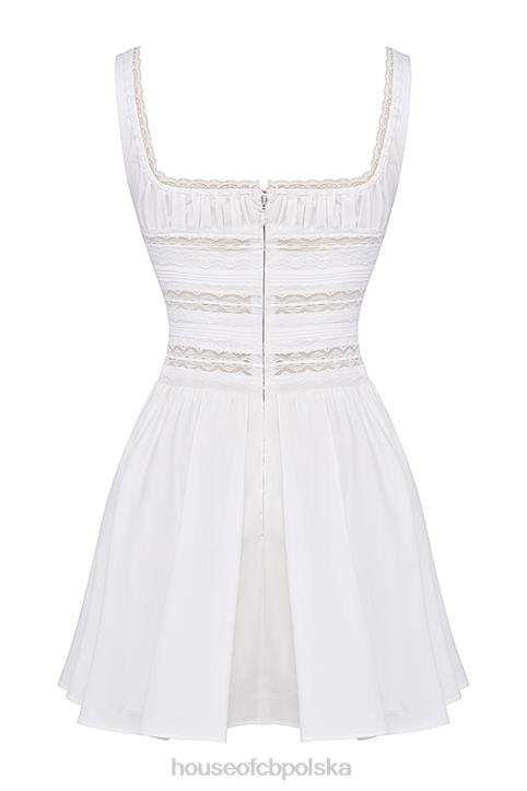 House of CB Biała Mini Sukienka Tiffani z Koronką Modna i Elegancka