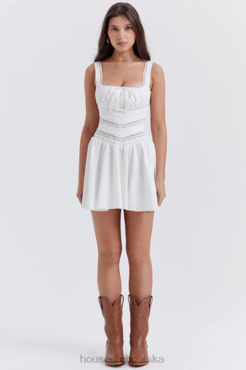 House of CB Biała Mini Sukienka Tiffani z Koronką Modna i Elegancka