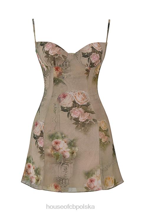 House of CB Christiana mini sukienka vintage w kwiaty w kolorze pastelowym