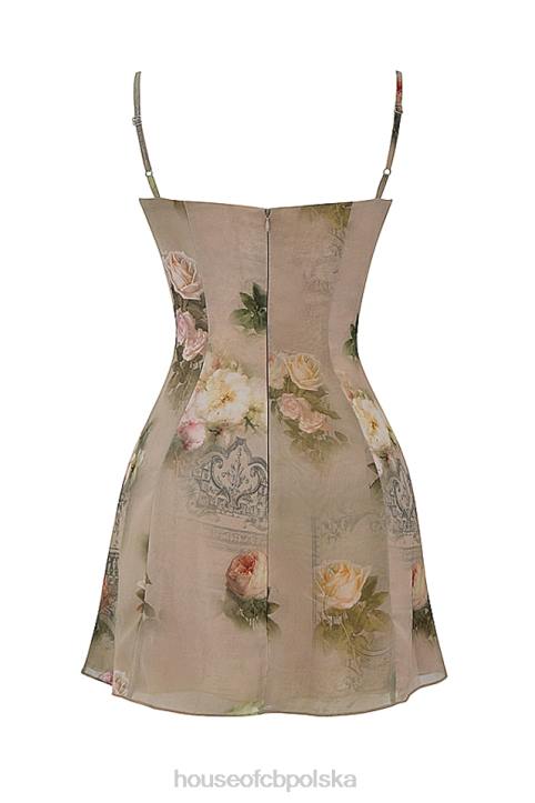 House of CB Christiana mini sukienka vintage w kwiaty w kolorze pastelowym