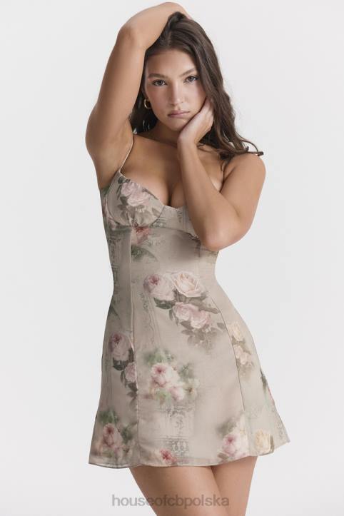 House of CB Christiana mini sukienka vintage w kwiaty w kolorze pastelowym