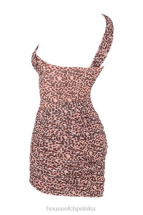 House of CB Sukienka Mini Clementine Zwierzęcy Wzór Pomarańczowa