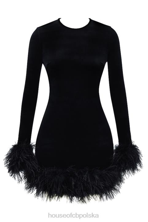 House of CB Czarna Aksamitna Mini Sukienka Lavinia Stylowa Elegancja