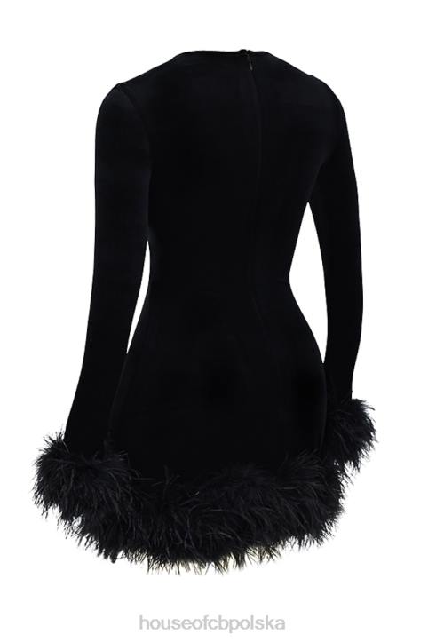 House of CB Czarna Aksamitna Mini Sukienka Lavinia Stylowa Elegancja