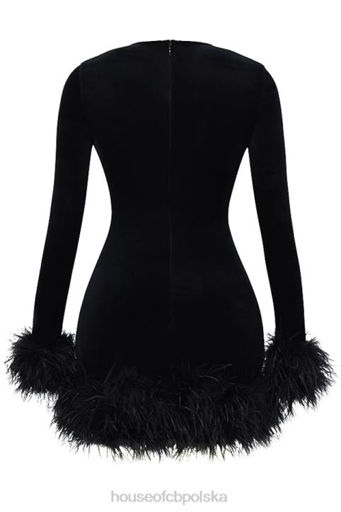 House of CB Czarna Aksamitna Mini Sukienka Lavinia Stylowa Elegancja