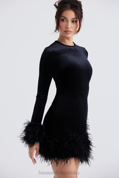 House of CB Czarna Aksamitna Mini Sukienka Lavinia Stylowa Elegancja