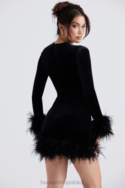 House of CB Czarna Aksamitna Mini Sukienka Lavinia Stylowa Elegancja