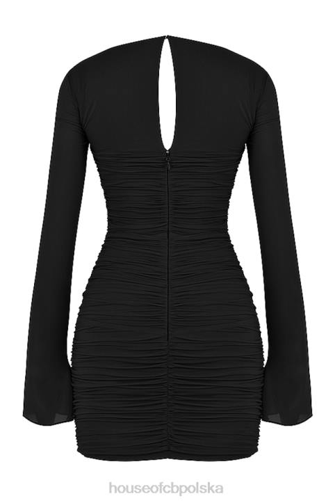 House of CB Czarna mini sukienka Camille jedwabne wycięcie na każdą okazję