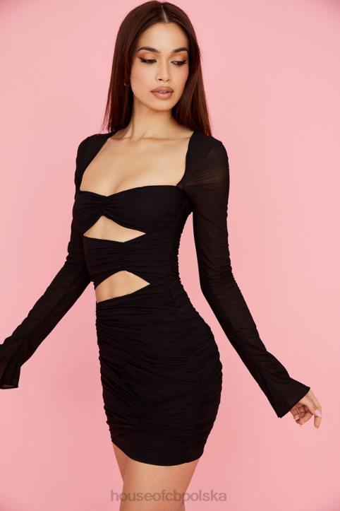 House of CB Czarna mini sukienka Camille jedwabne wycięcie na każdą okazję