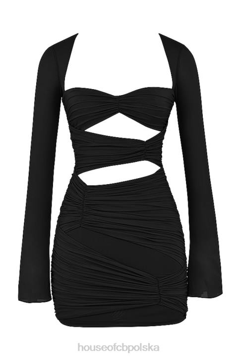 House of CB Czarna mini sukienka Camille jedwabne wycięcie na każdą okazję