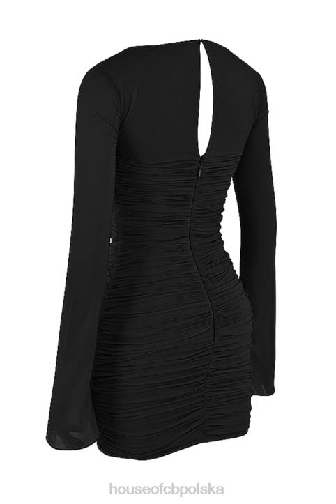 House of CB Czarna mini sukienka Camille jedwabne wycięcie na każdą okazję
