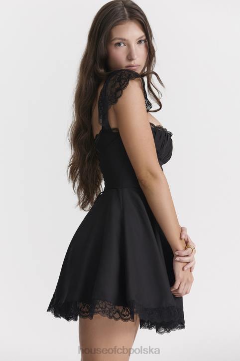 House of CB Czarna mini sukienka Kaia A linia modna i stylowa