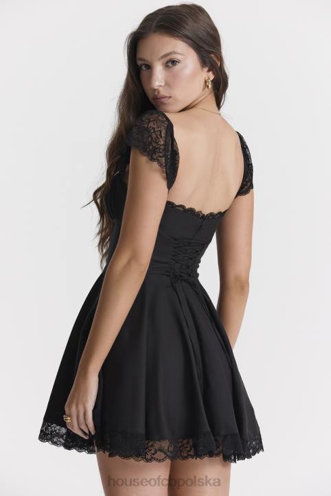 House of CB Czarna mini sukienka Kaia A linia modna i stylowa