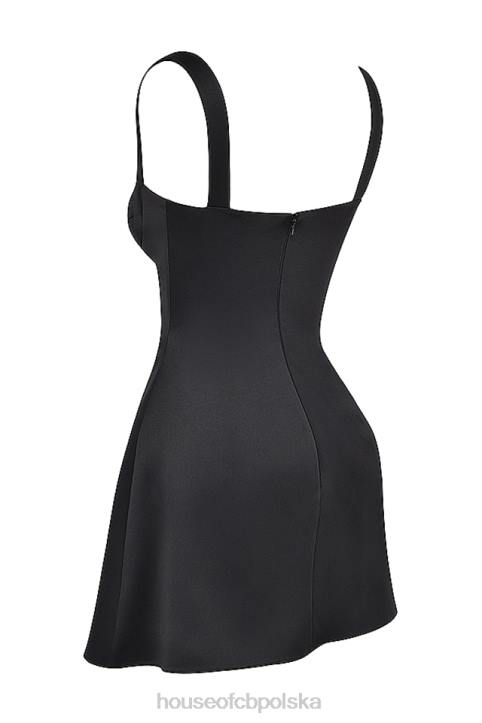 House of CB Czarna mini sukienka kara stylowa elegancja na każdą okazję
