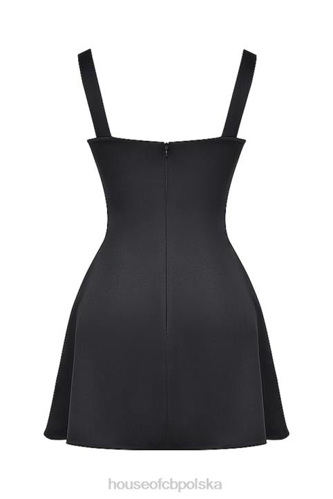 House of CB Czarna mini sukienka kara stylowa elegancja na każdą okazję