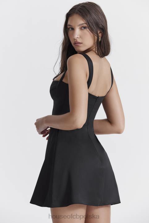 House of CB Czarna mini sukienka kara stylowa elegancja na każdą okazję