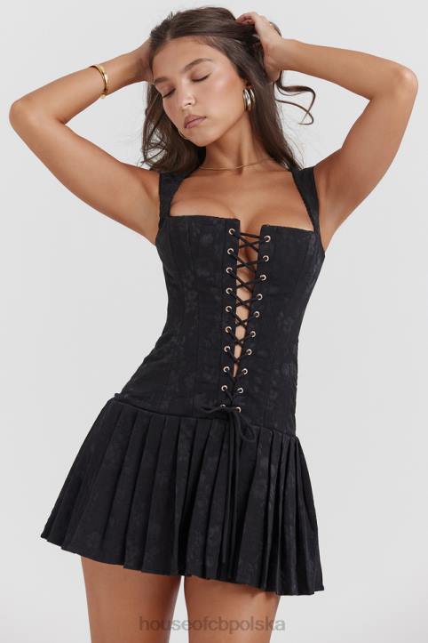 House of CB Czarna plisowana mini sukienka elegancka na każdą okazję