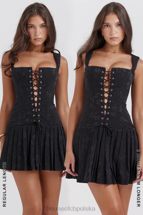 House of CB Czarna plisowana mini sukienka elegancka na każdą okazję