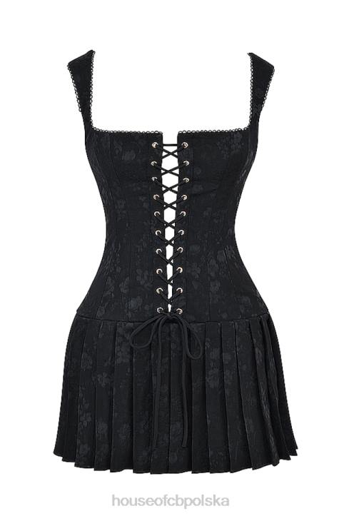 House of CB Czarna plisowana mini sukienka elegancka na każdą okazję