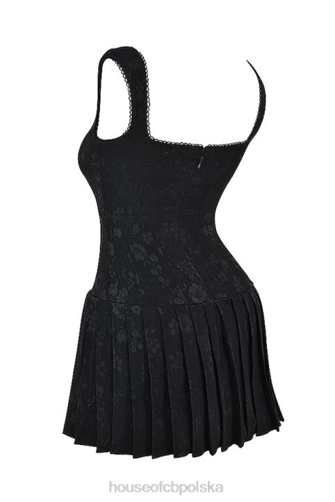 House of CB Czarna plisowana mini sukienka elegancka na każdą okazję