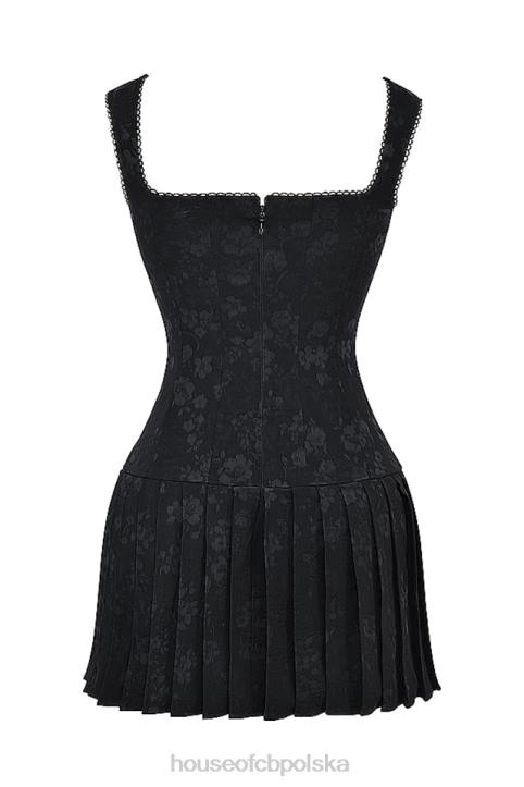 House of CB Czarna plisowana mini sukienka elegancka na każdą okazję