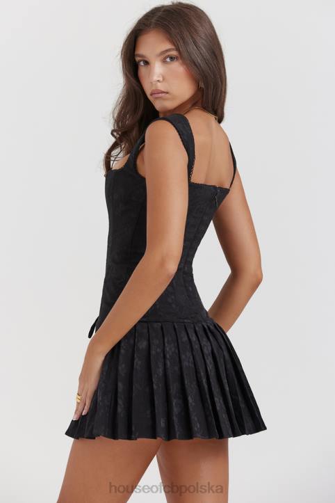 House of CB Czarna plisowana mini sukienka elegancka na każdą okazję