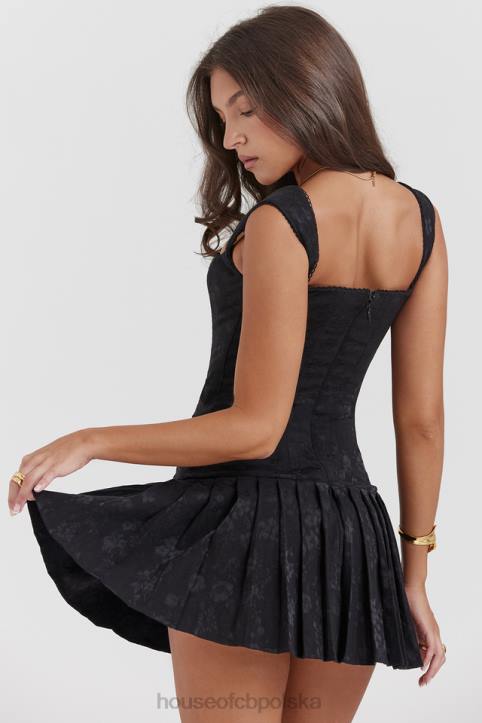House of CB Czarna plisowana mini sukienka elegancka na każdą okazję