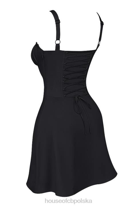 House of CB Mini Czarna Sukienka Gorsetowa Carlotta Modny Styl