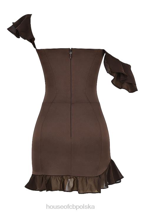 House of CB Dionne Espresso mini sukienka gorsetowa z falbaną modna odzież