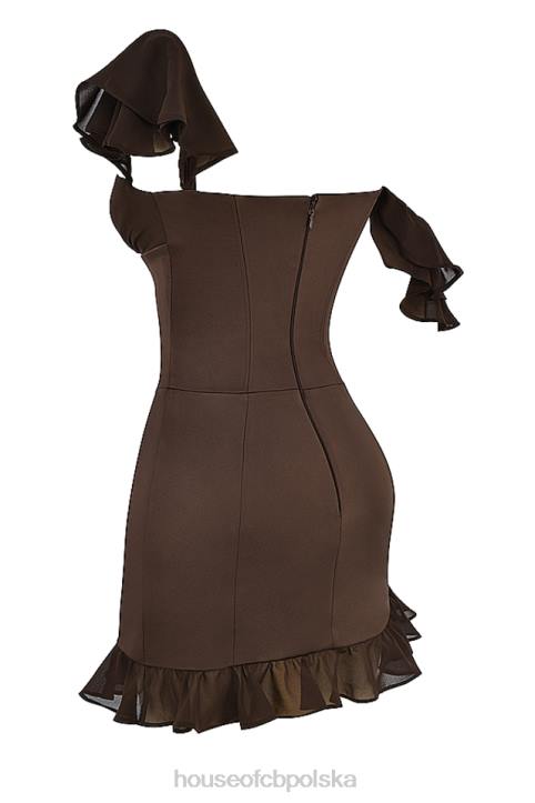 House of CB Dionne Espresso mini sukienka gorsetowa z falbaną modna odzież