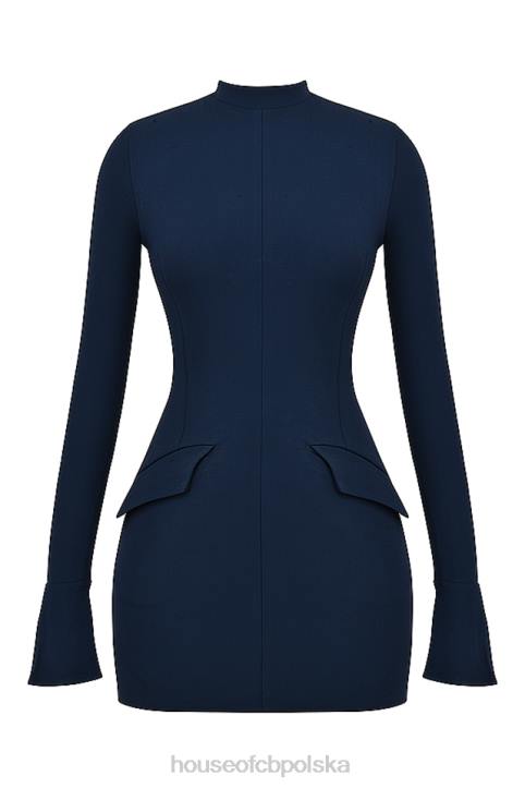 House of CB Granatowa Mini Sukienka Mahalia Stylowa Elegancja